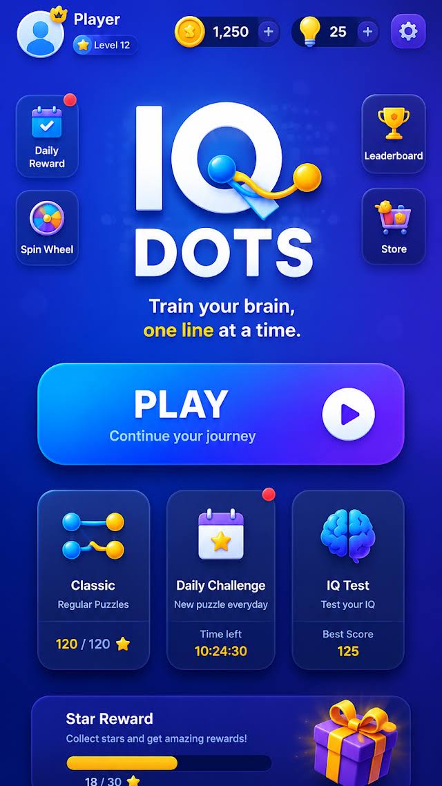 IQ Dots — home screen with daily challenge