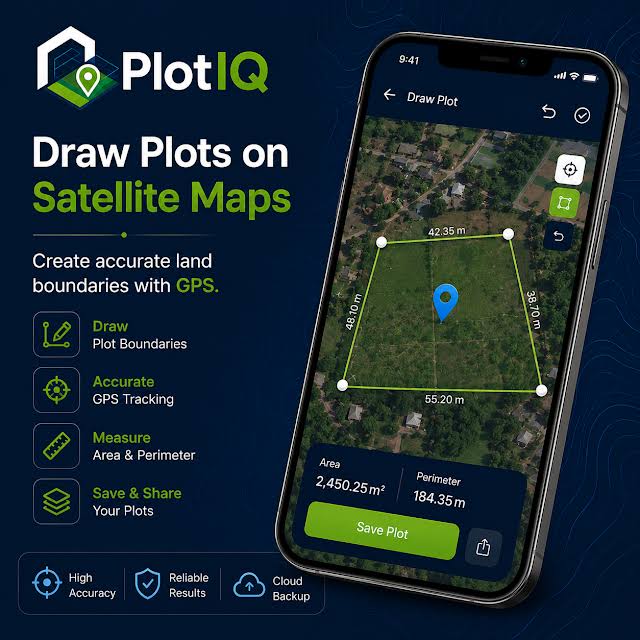 PlotIQ — measuring a plot on a satellite map